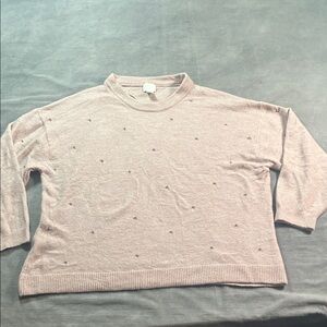 H&M Soft Beige Knit Top With Ailver Stones Womens Large